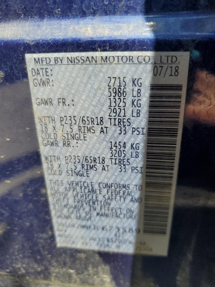 2018 Nissan Pathfinder S VIN: 5N1DR2MNXJC673589 Lot: 83897515