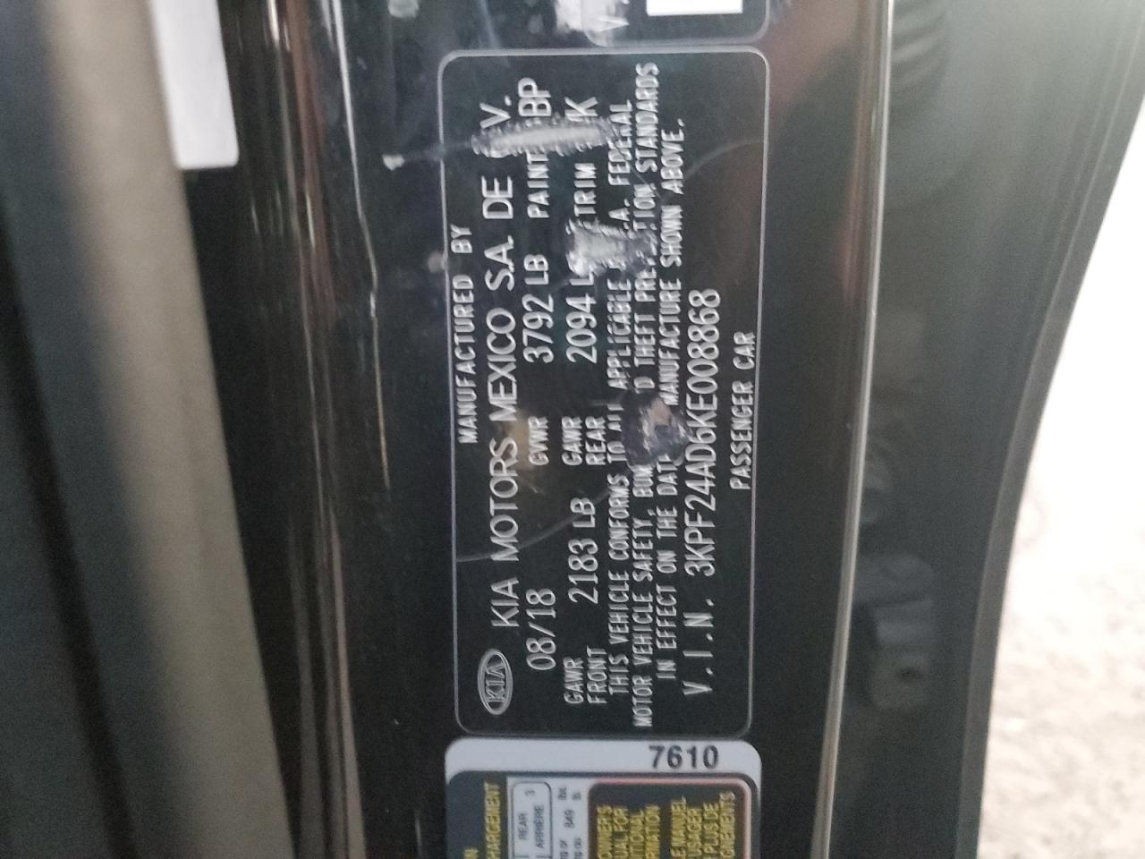 2019 Kia Forte Fe VIN: 3KPF24AD6KE008868 Lot: 80638395