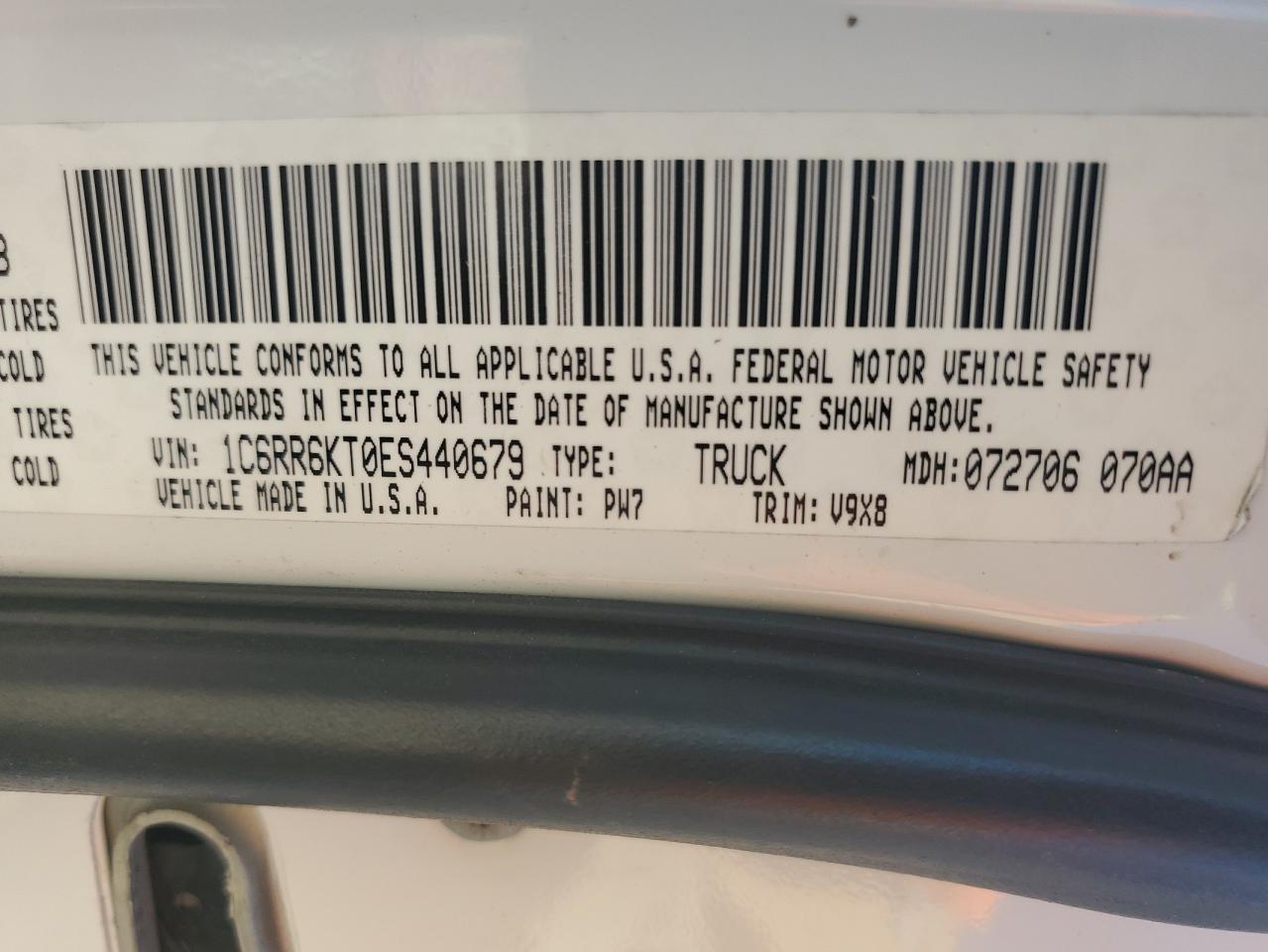 2014 Ram 1500 St VIN: 1C6RR6KT0ES440679 Lot: 80303305