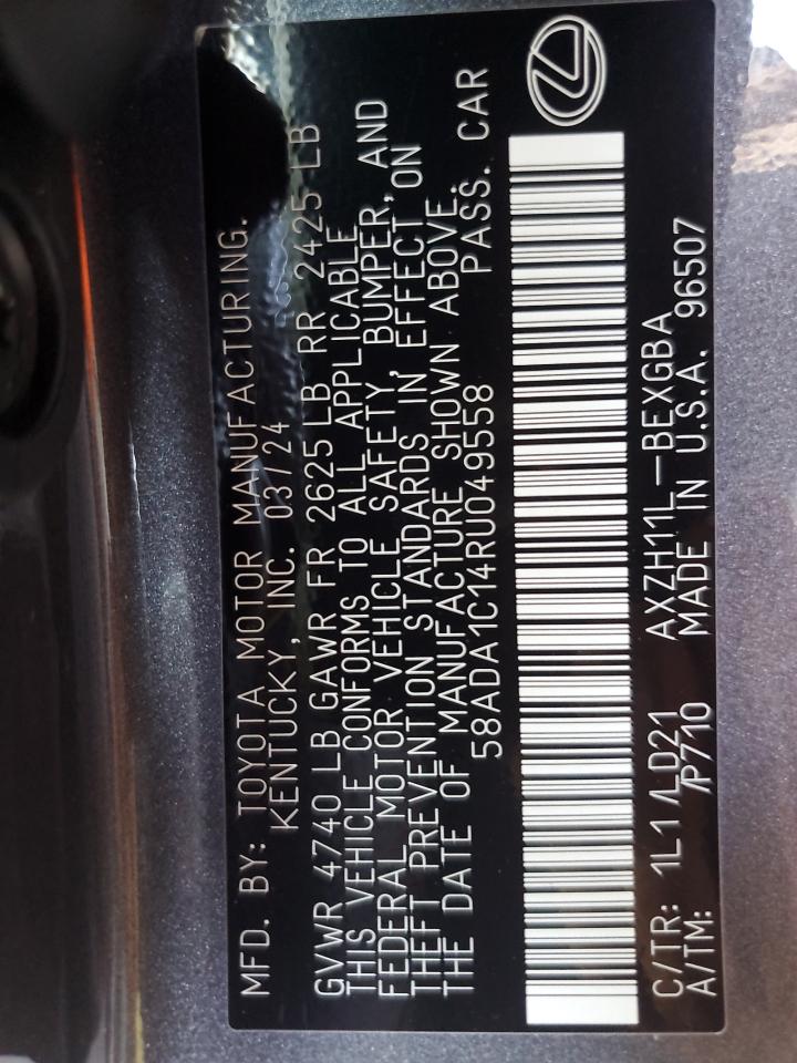 2024 Lexus Es 300H Base VIN: 58ADA1C14RU049558 Lot: 81157465