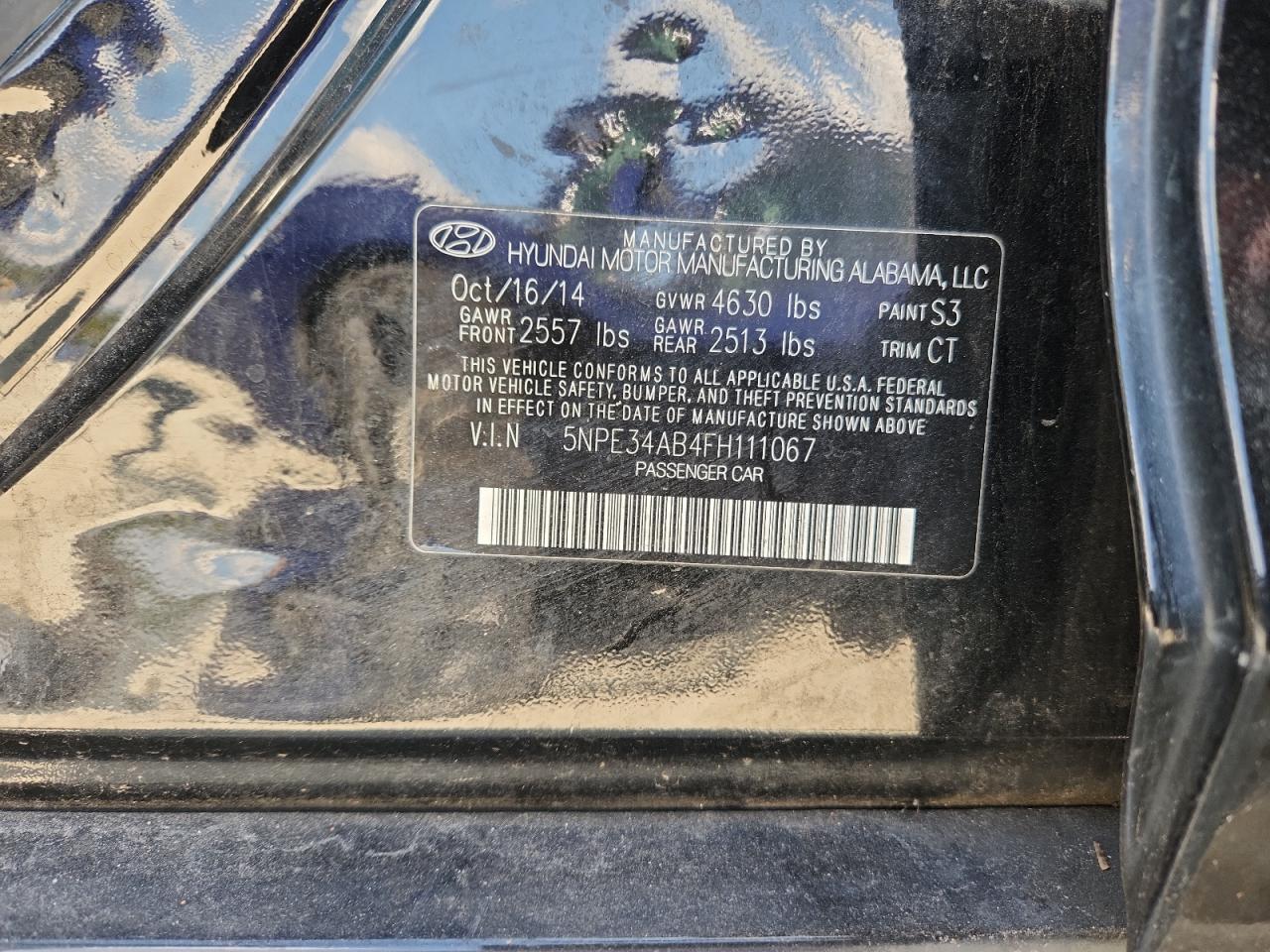 2015 Hyundai Sonata Sport VIN: 5NPE34AB4FH111067 Lot: 81361405