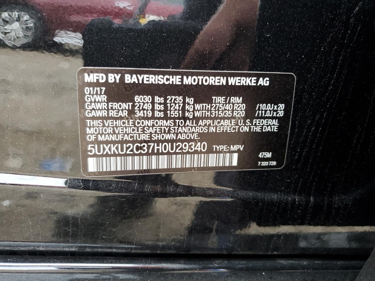 2017 BMW X6 xDrive35I VIN: 5UXKU2C37H0U29340 Lot: 81303775