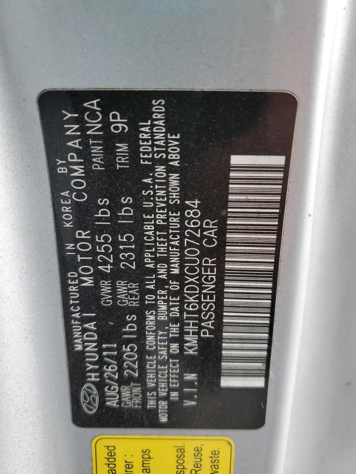 2012 Hyundai Genesis Coupe 2.0T VIN: KMHHT6KDXCU072684 Lot: 84591735