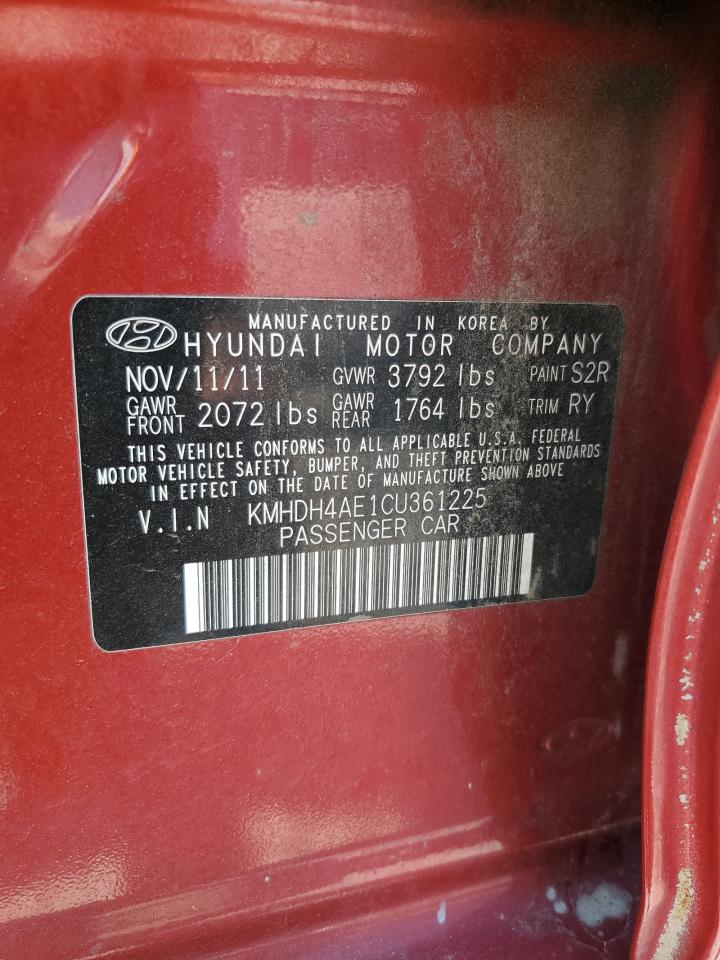 2012 Hyundai Elantra Gls VIN: KMHDH4AE1CU361225 Lot: 72035435