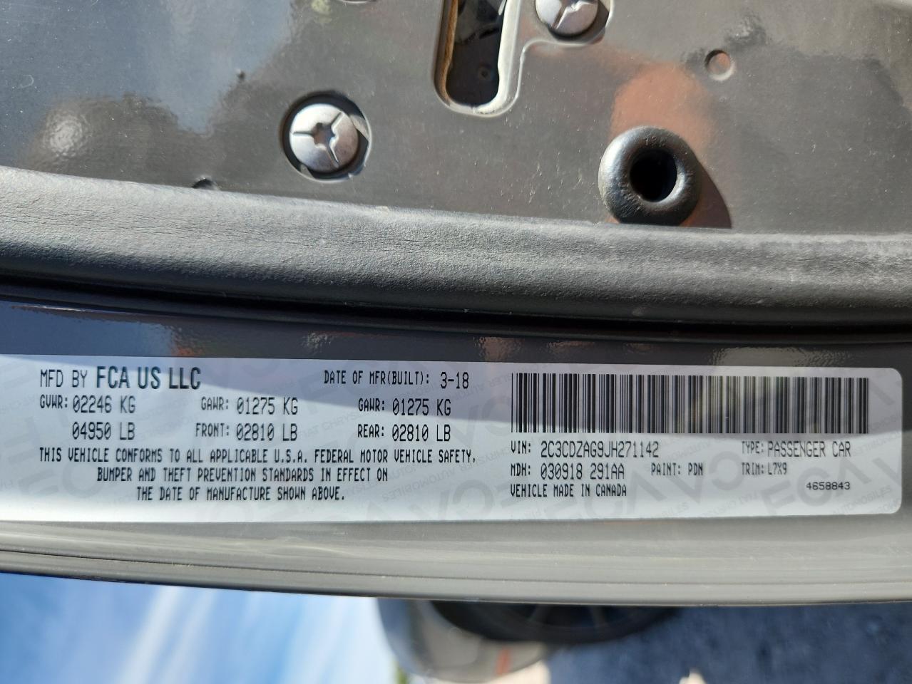 2018 Dodge Challenger Sxt VIN: 2C3CDZAG9JH271142 Lot: 84286135