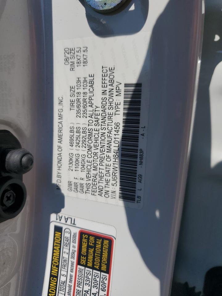 2020 Honda Cr-V Exl VIN: 5J6RW1H84LL011456 Lot: 81144925