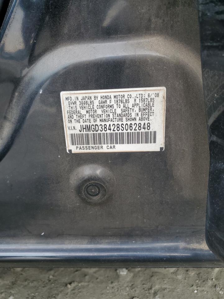 2008 Honda Fit VIN: JHMGD38428S062848 Lot: 81006615