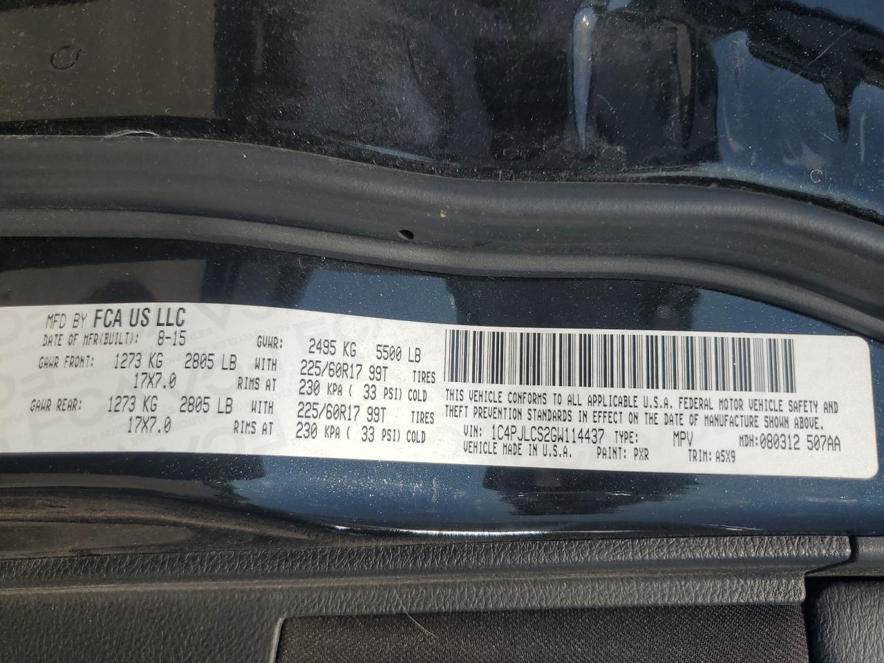 2016 Jeep Cherokee Latitude VIN: 1C4PJLCS2GW114437 Lot: 81010565