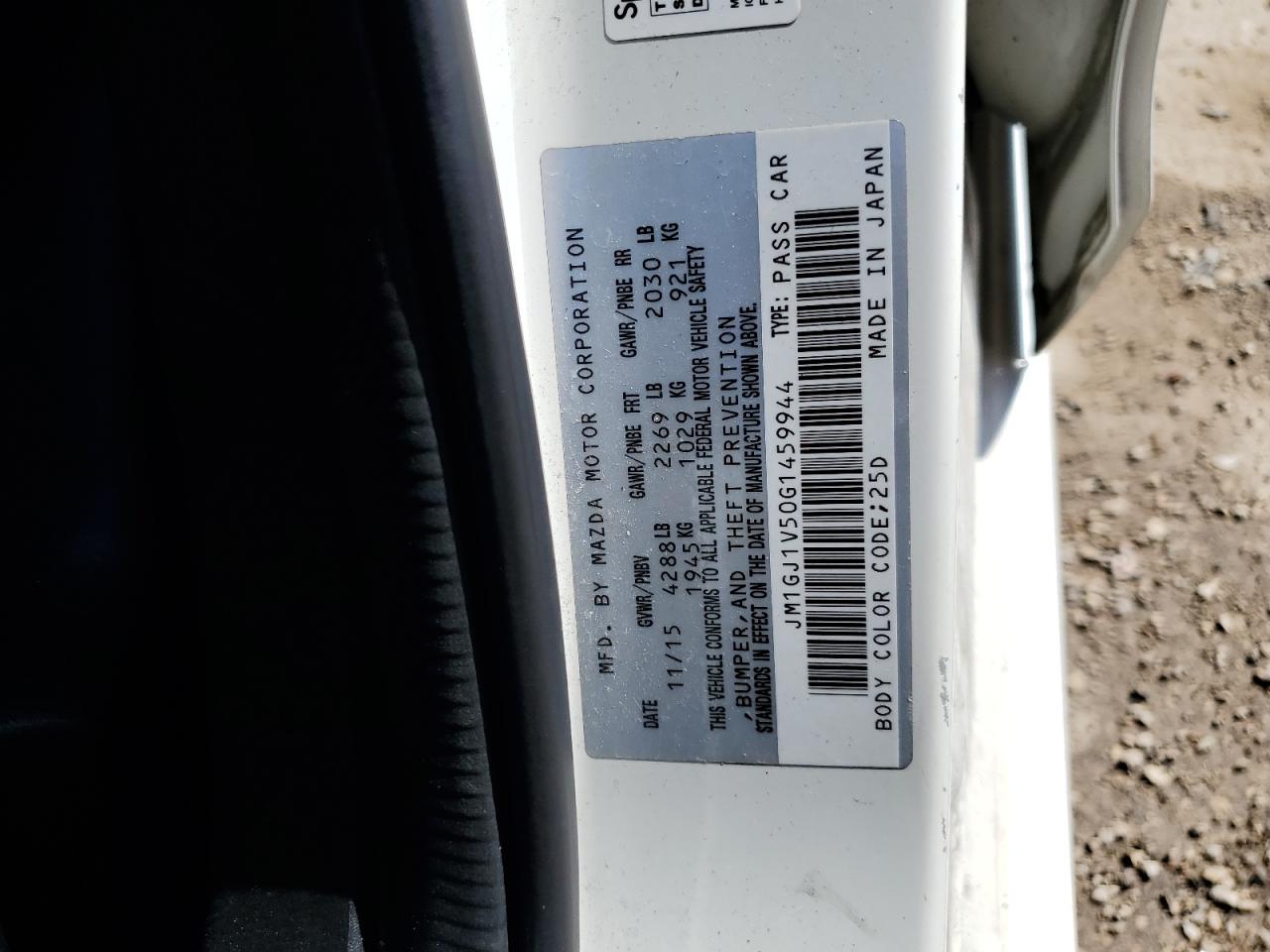 2016 Mazda 6 Touring VIN: JM1GJ1V50G1459944 Lot: 80674765