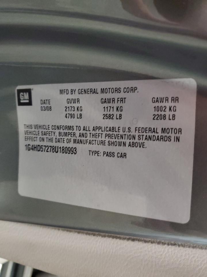 2008 Buick Lucerne Cxl VIN: 1G4HD57278U180993 Lot: 84455675