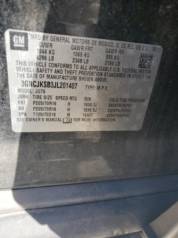 2018 Chevrolet Trax Ls VIN: 3GNCJKSB3JL201407 Lot: 71371495