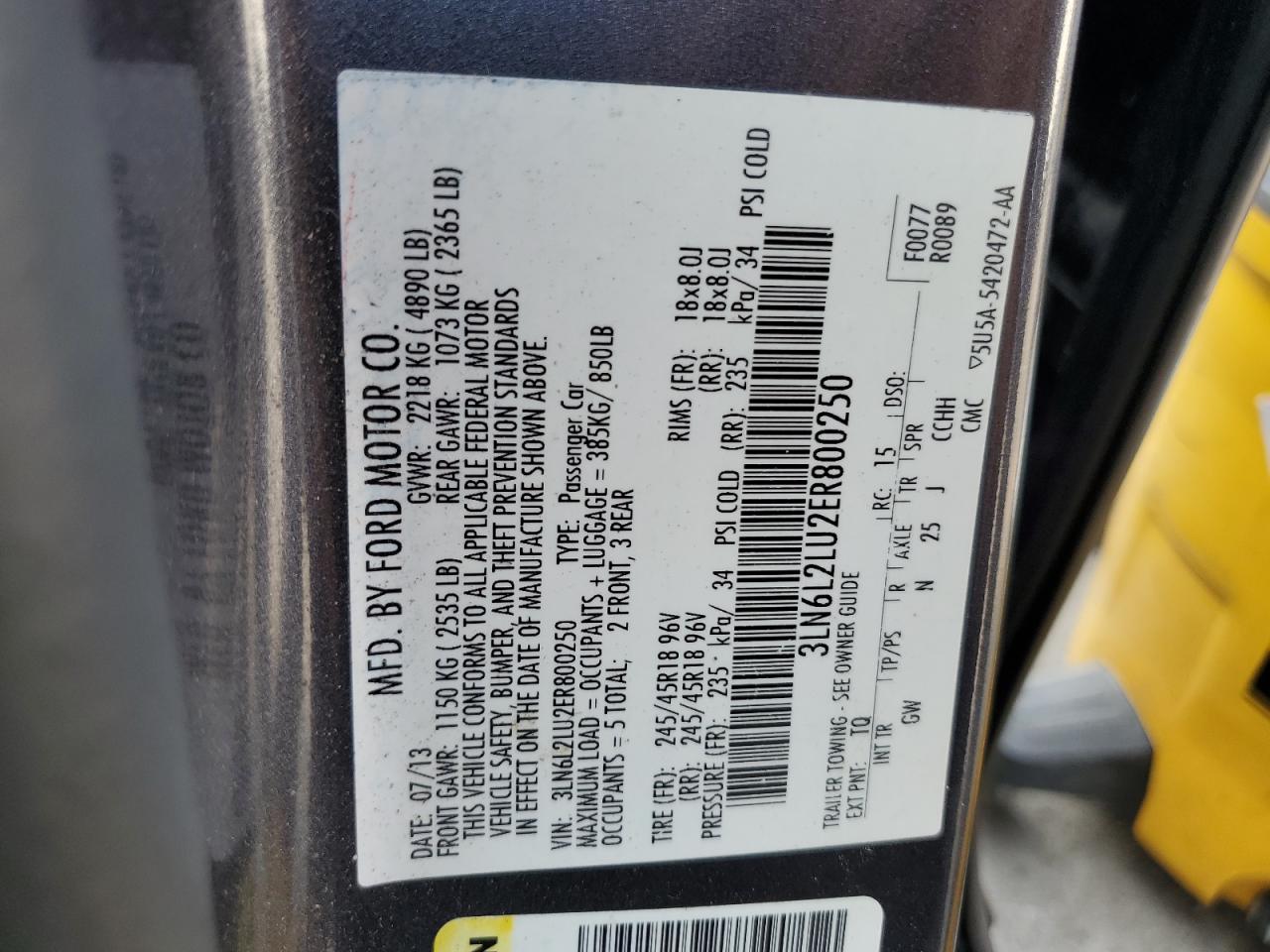 2014 Lincoln Mkz Hybrid VIN: 3LN6L2LU2ER800250 Lot: 71480825