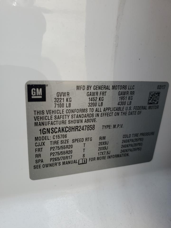 2017 Chevrolet Tahoe C1500 Ls VIN: 1GNSCAKC8HR247858 Lot: 81503985