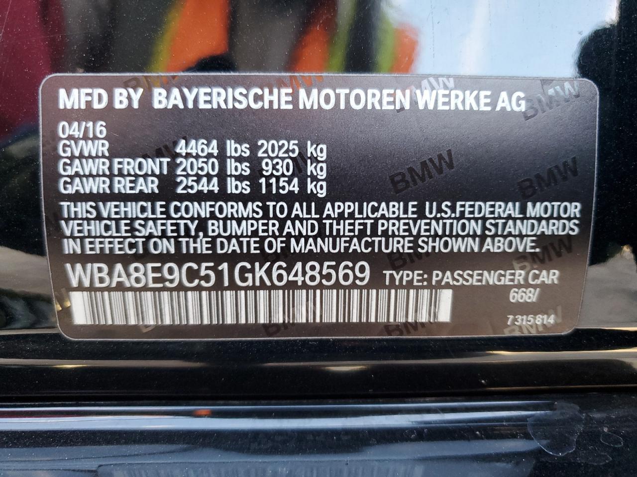2016 BMW 328 I Sulev VIN: WBA8E9C51GK648569 Lot: 84464285