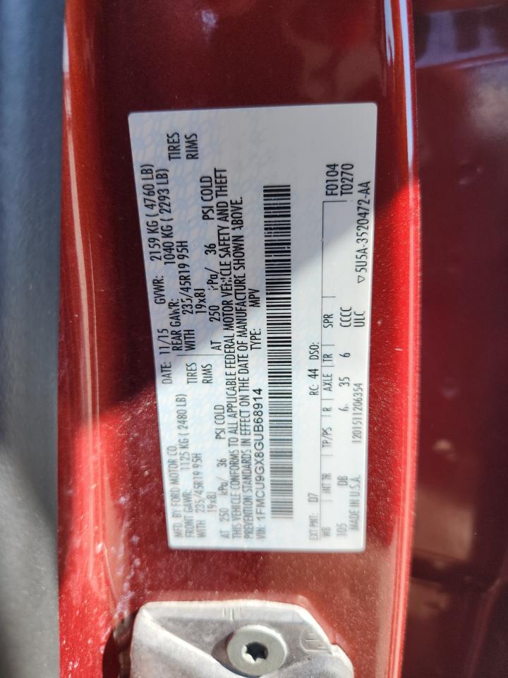 2016 Ford Escape Se VIN: 1FMCU9GX8GUB68914 Lot: 80613345