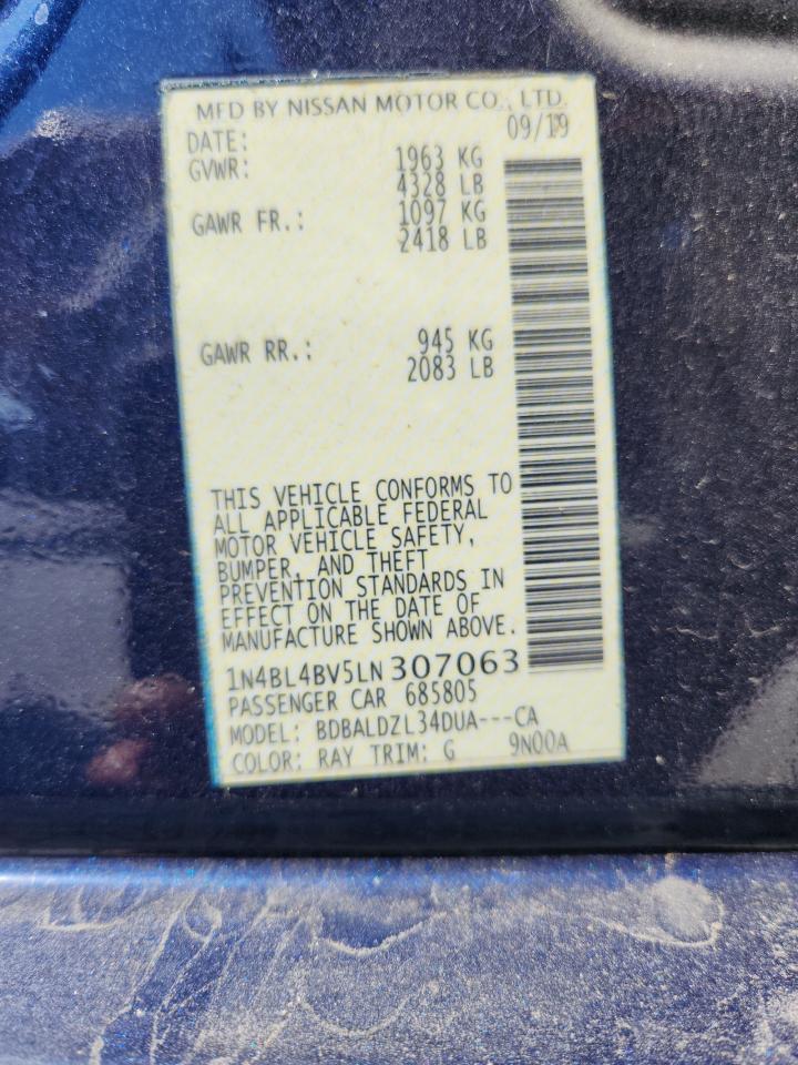 2020 Nissan Altima S VIN: 1N4BL4BV5LN307063 Lot: 82089955