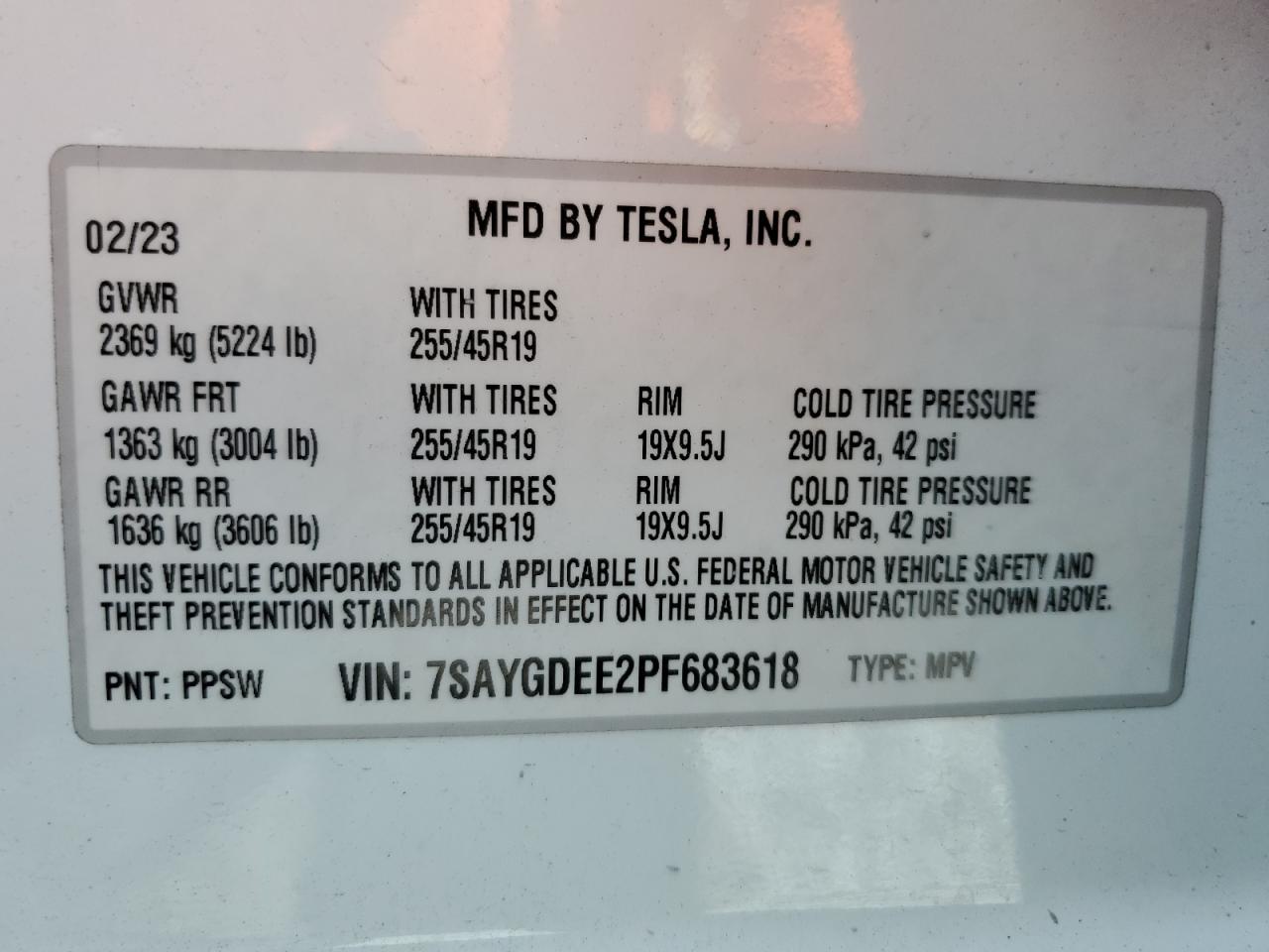 2023 Tesla Model Y VIN: 7SAYGDEE2PF683618 Lot: 84240115