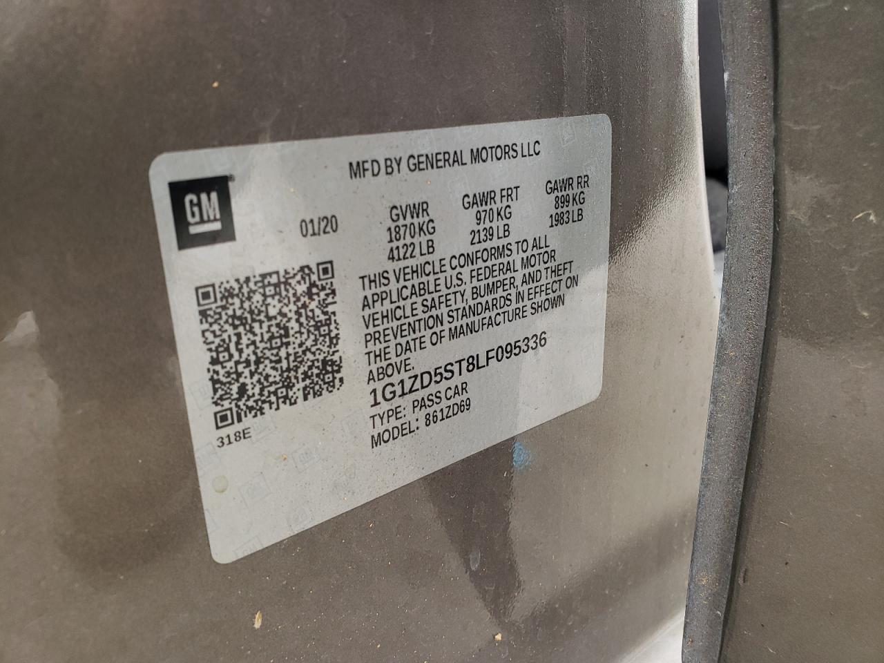 2020 Chevrolet Malibu Lt VIN: 1G1ZD5ST8LF095336 Lot: 81805355