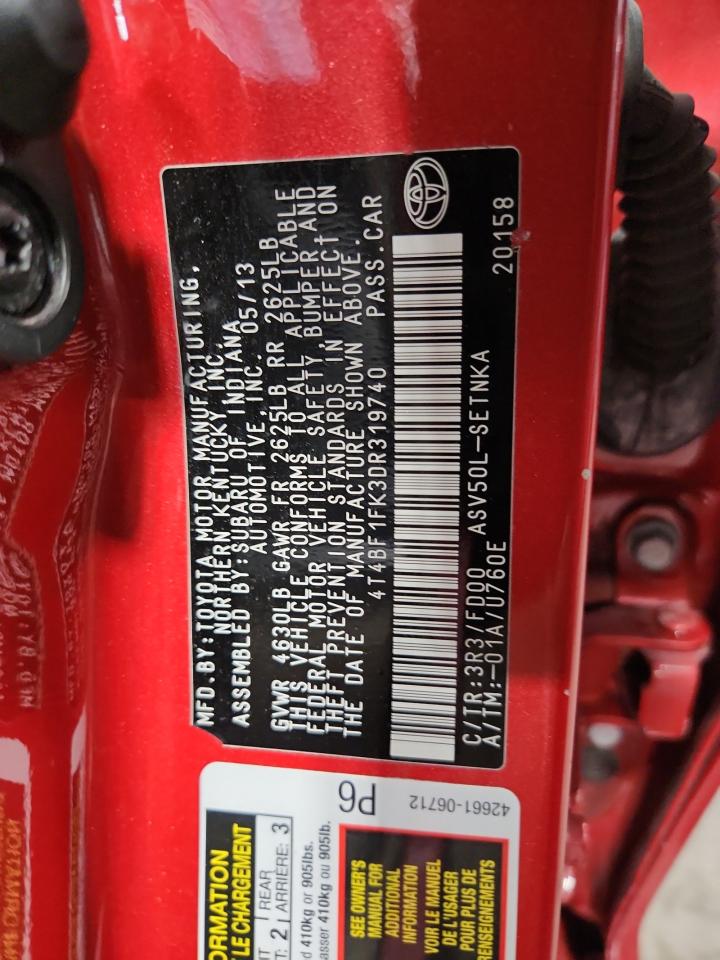 2013 Toyota Camry L VIN: 4T4BF1FK3DR319740 Lot: 81306305