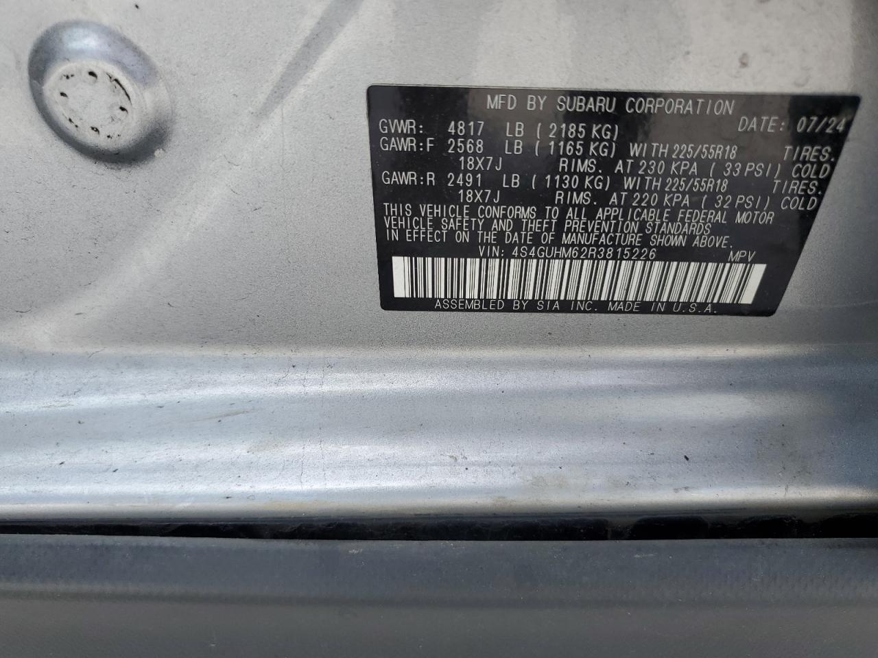 2024 Subaru Crosstrek Limited VIN: 4S4GUHM62R3815226 Lot: 80714055