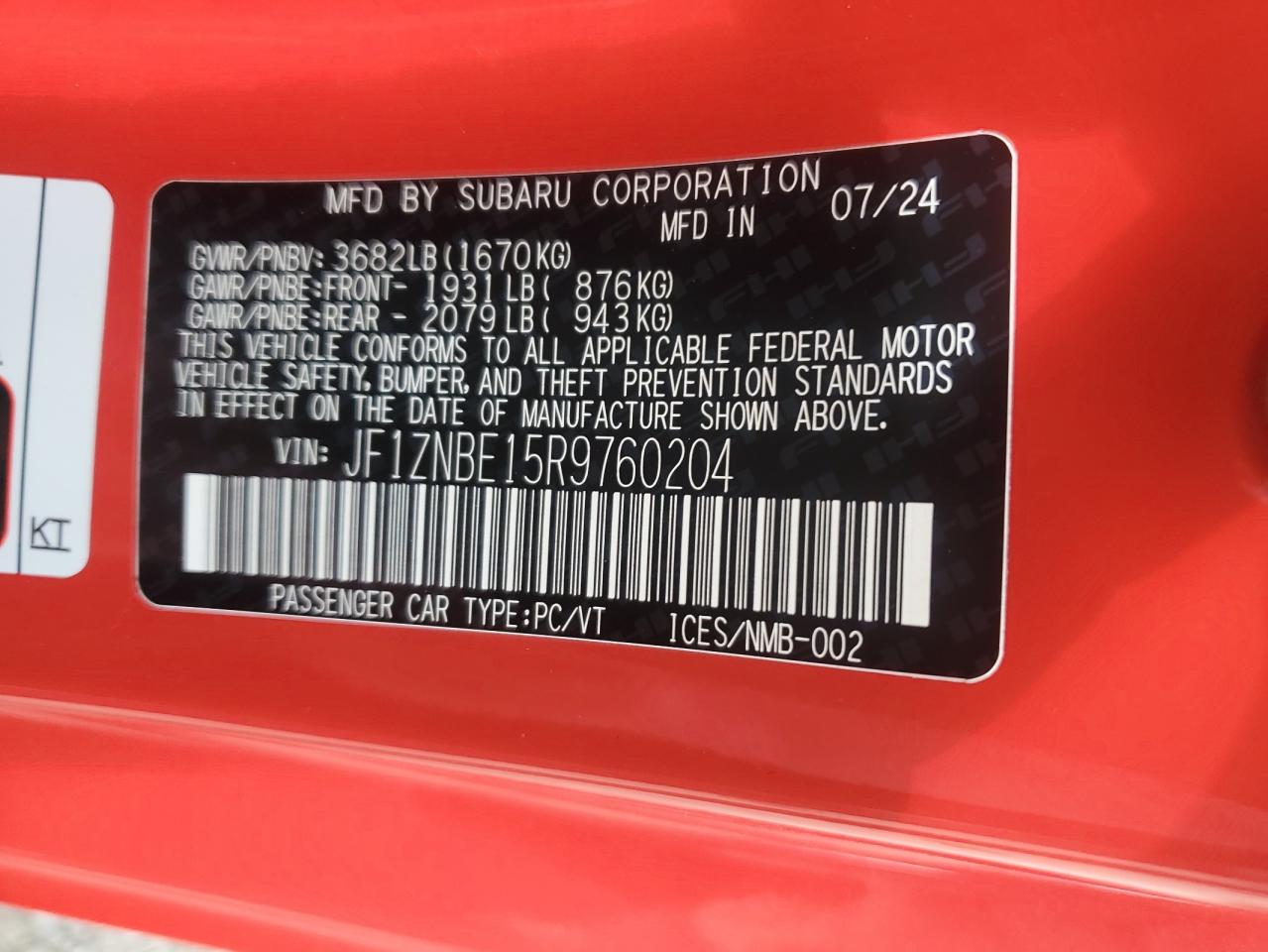 2024 Toyota Gr 86 Premium VIN: JF1ZNBE15R9760204 Lot: 81590385