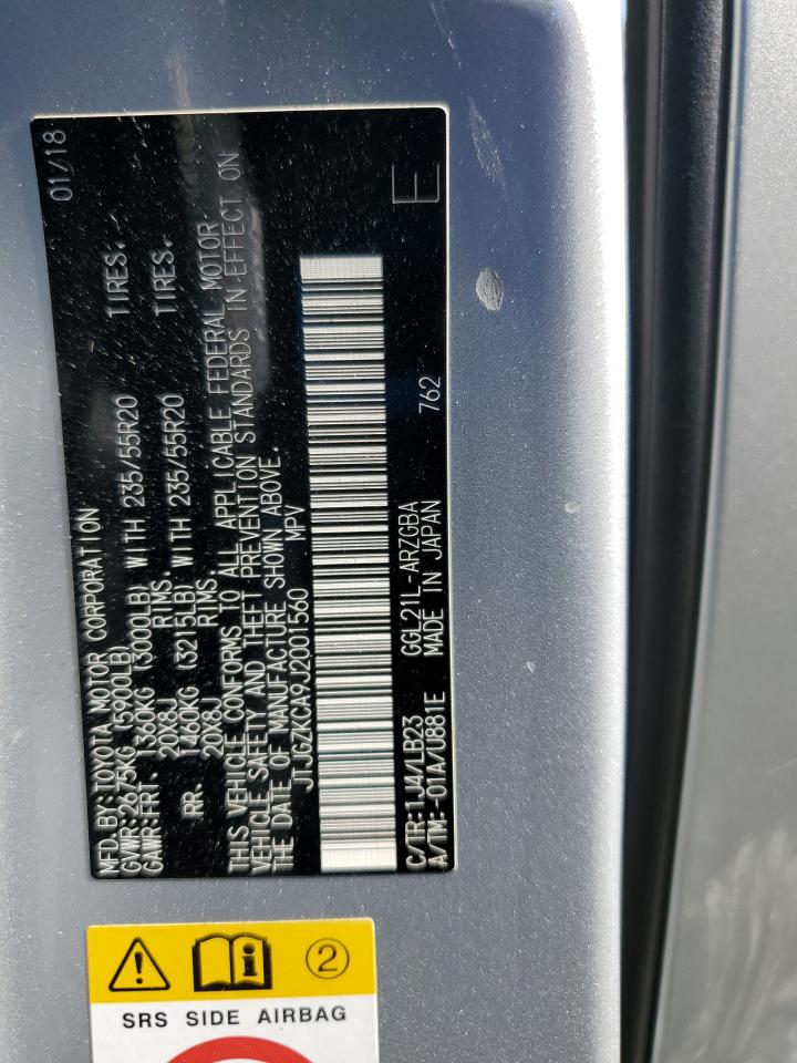 2018 Lexus Rx 350 L VIN: JTJGZKCA9J2001560 Lot: 80494975