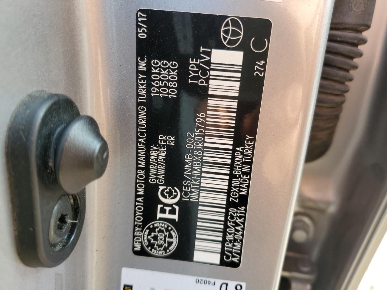 2018 Toyota C-Hr Xle VIN: NMTKHMBX8JR015796 Lot: 71604375