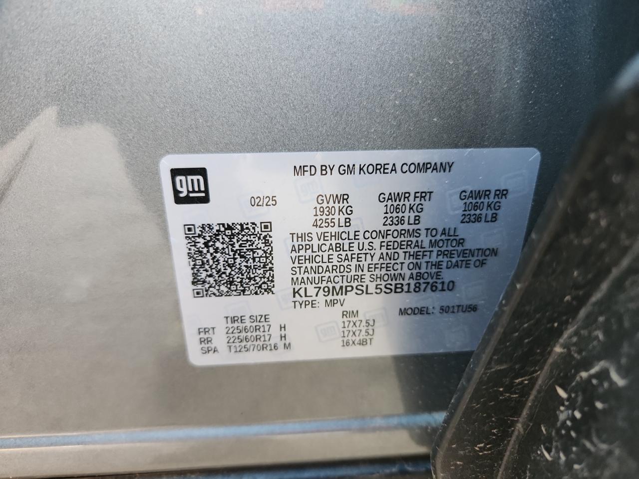 2025 Chevrolet Trailblazer Lt VIN: KL79MPSL5SB187610 Lot: 84259245