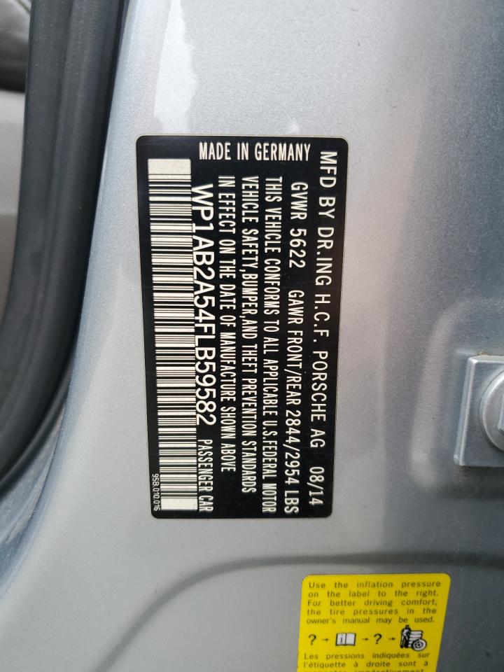 2015 Porsche Macan S VIN: WP1AB2A54FLB59582 Lot: 81285135