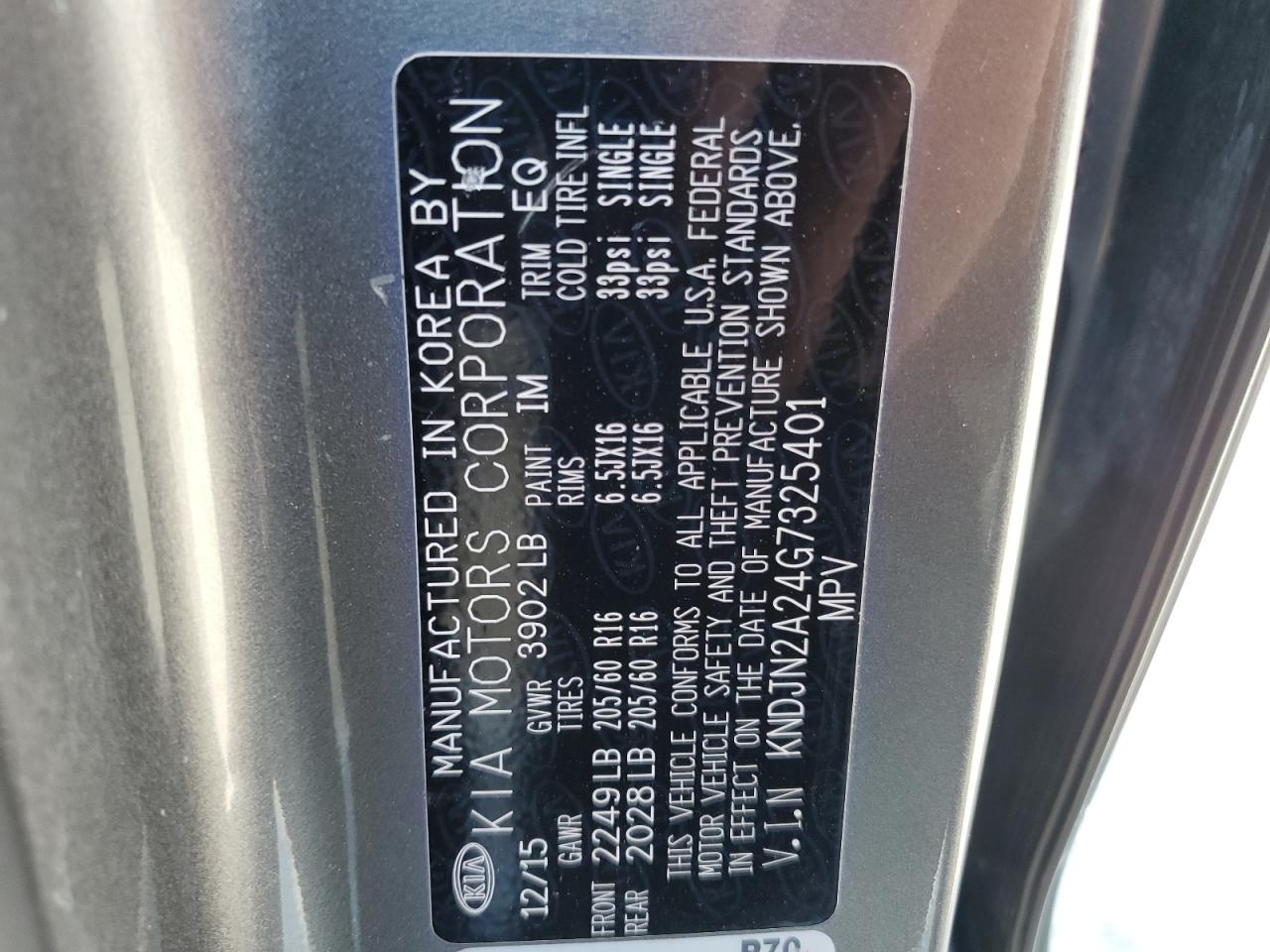 2016 Kia Soul VIN: KNDJN2A24G7325401 Lot: 81024605