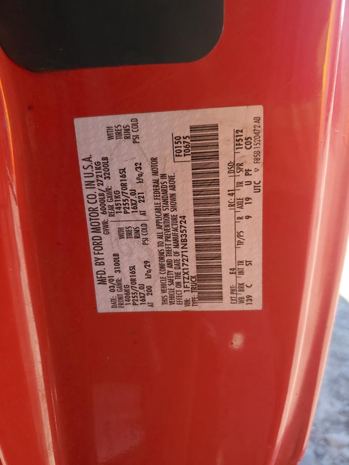 2001 Ford F150 VIN: 1FTZX17271NB35724 Lot: 84469005