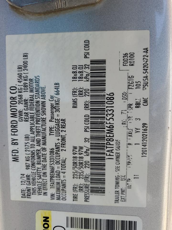 2015 Ford Mustang VIN: 1FATP8EM6F5331086 Lot: 80035215