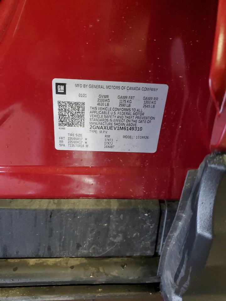 2021 Chevrolet Equinox Lt VIN: 2GNAXUEV1M6149310 Lot: 84190775