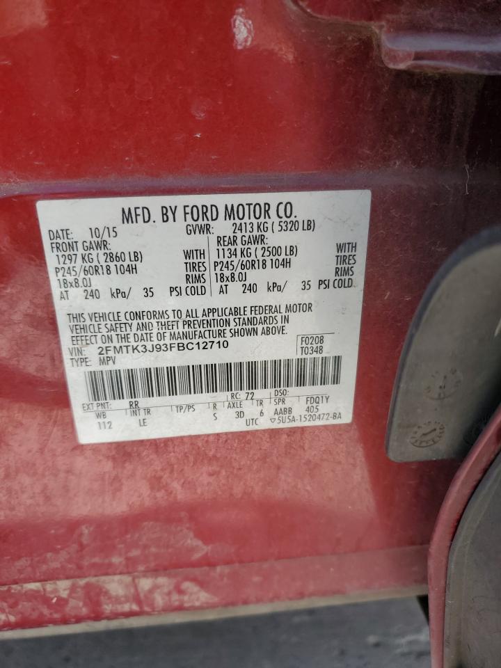 2015 Ford Edge Sel VIN: 2FMTK3J93FBC12710 Lot: 84041915