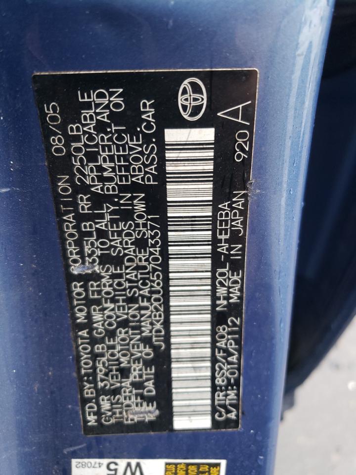 2005 Toyota Prius VIN: JTDKB20U657043371 Lot: 81915535