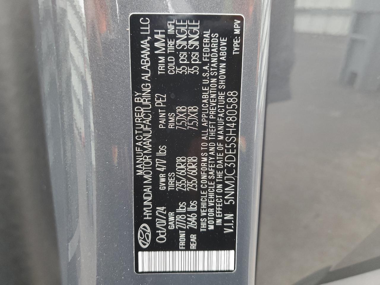 2025 Hyundai Tucson Sel VIN: 5NMJC3DE5SH480588 Lot: 80652405