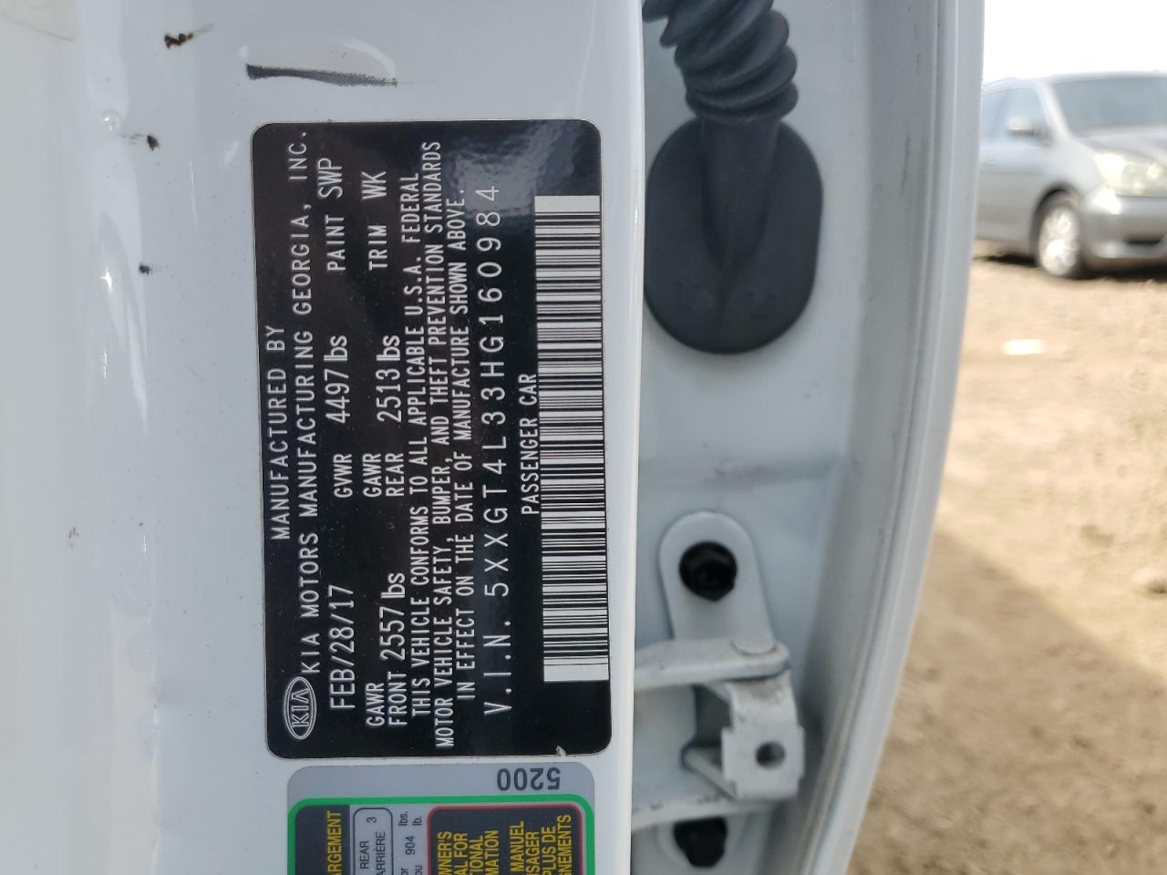 2017 Kia Optima Lx VIN: 5XXGT4L33HG160984 Lot: 80452615