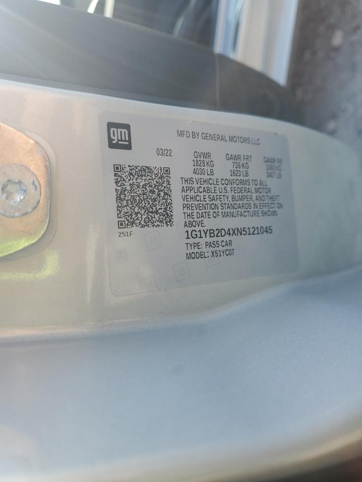 2022 Chevrolet Corvette Stingray 2Lt VIN: 1G1YB2D4XN5121045 Lot: 81573795