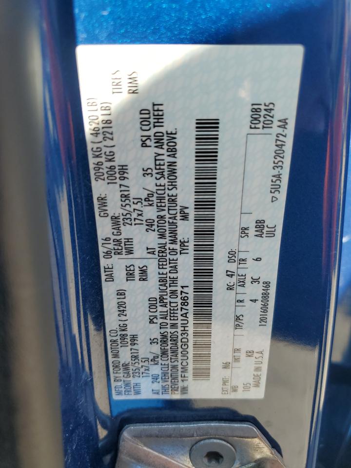 2017 Ford Escape Se VIN: 1FMCU0GD3HUA78671 Lot: 81033275