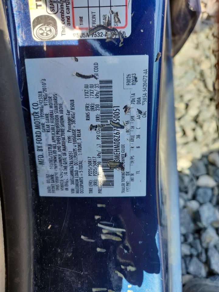 2007 Mercury Milan Premier VIN: 3MEHM08Z67R650051 Lot: 81042035