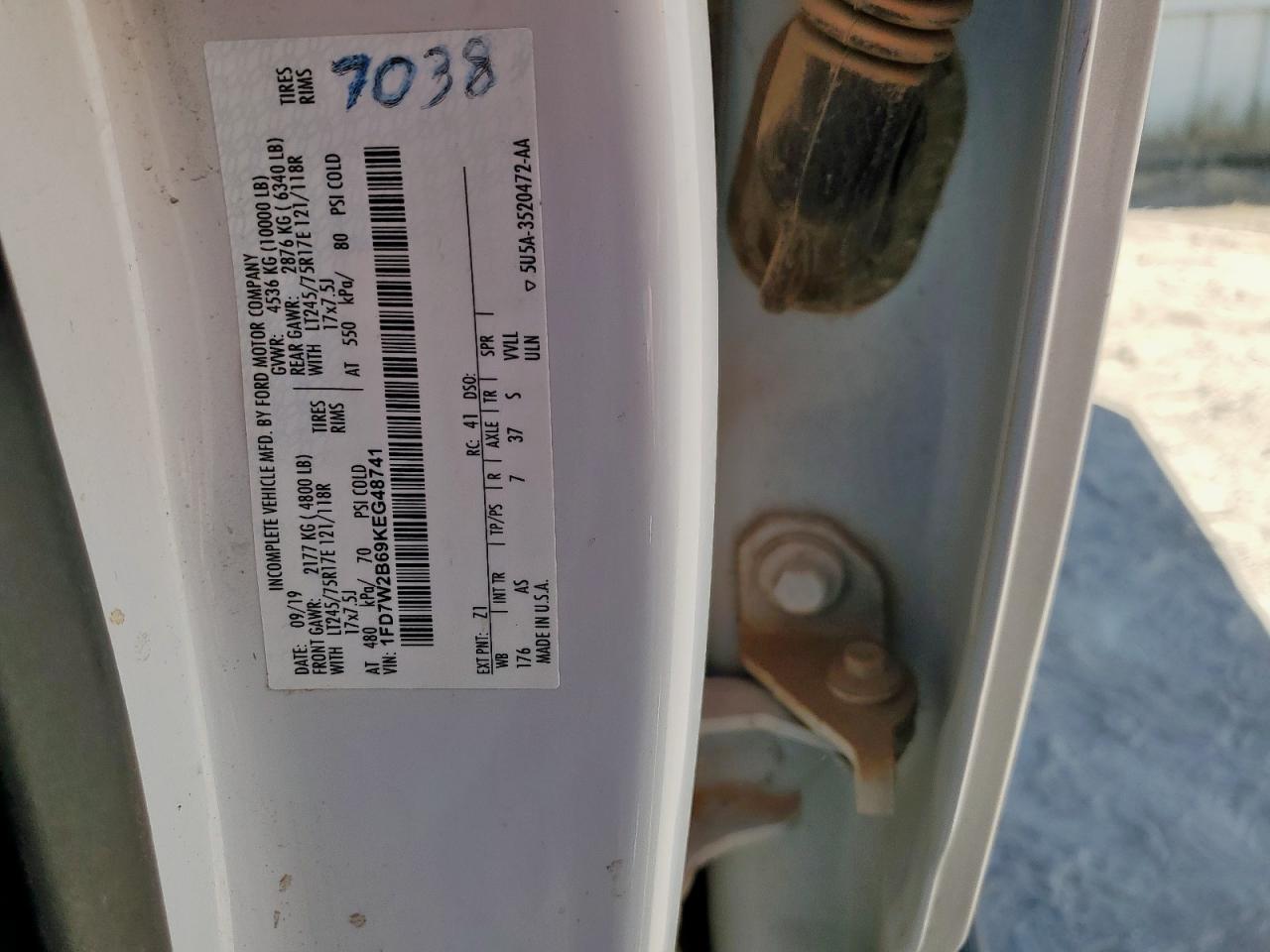 2019 Ford F250 Super Duty VIN: 1FD7W2B69KEG48741 Lot: 84188595