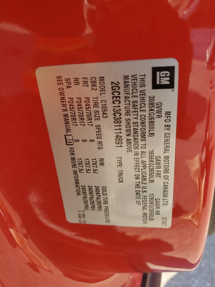 2008 Chevrolet Silverado C1500 VIN: 2GCEC13C381114891 Lot: 81042185