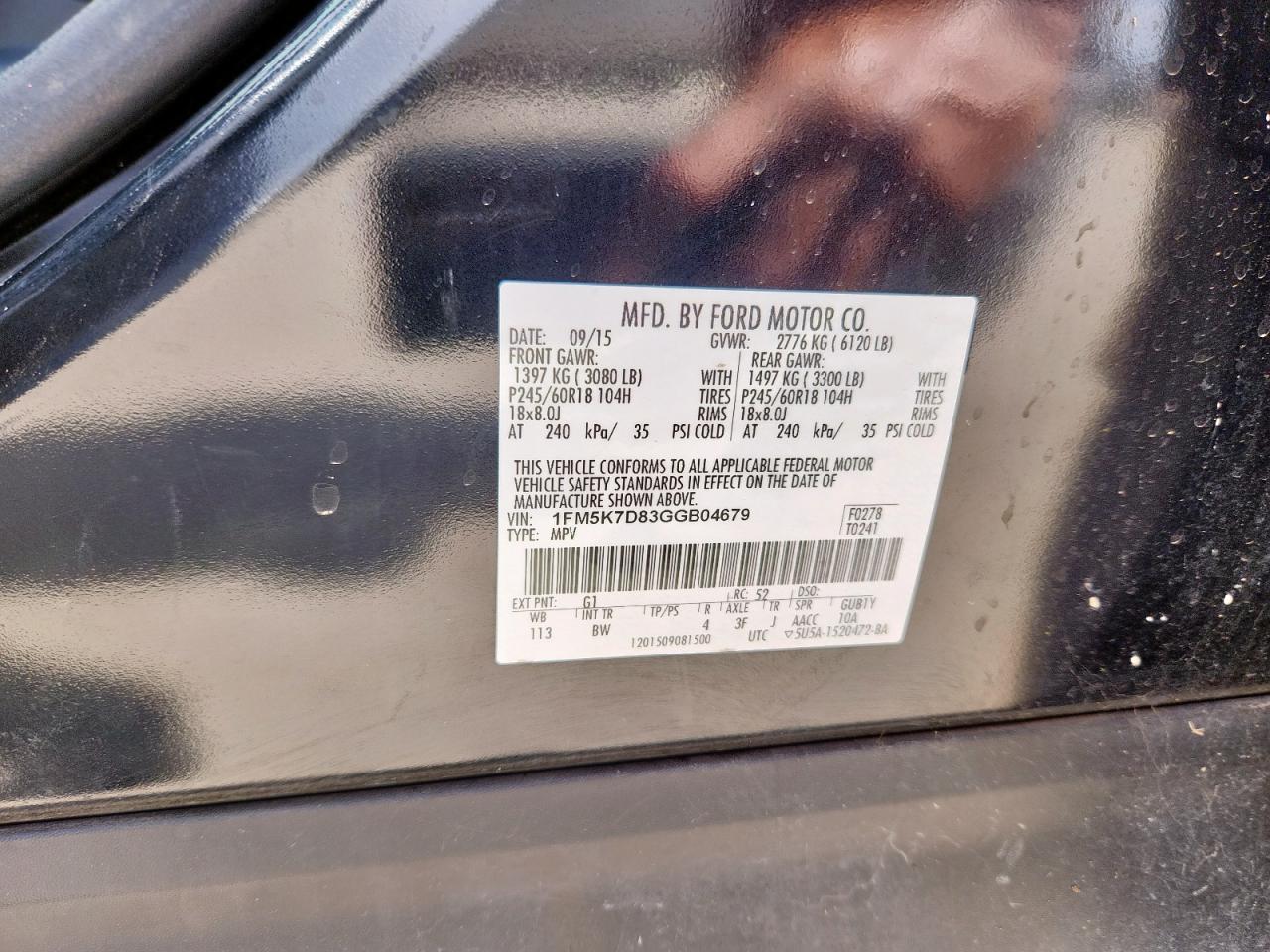 2016 Ford Explorer Xlt VIN: 1FM5K7D83GGB04679 Lot: 82140465