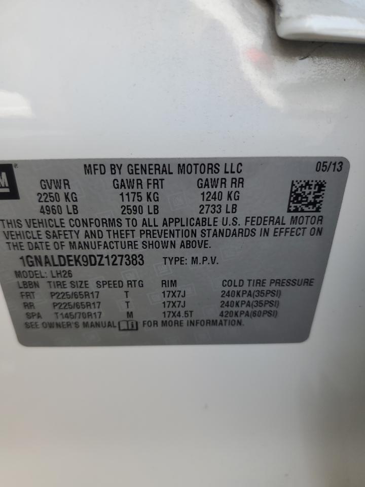 2013 Chevrolet Equinox Lt VIN: 1GNALDEK9DZ127383 Lot: 80112475