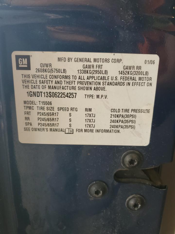 2006 Chevrolet Trailblazer Ls VIN: 1GNDT13S062254257 Lot: 71426725