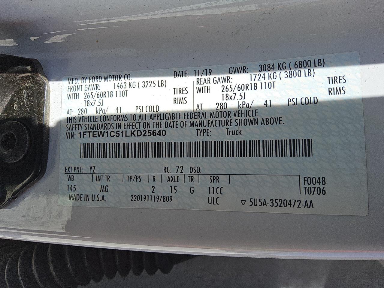 2020 Ford F150 Supercrew VIN: 1FTEW1C51LKD25640 Lot: 80138885