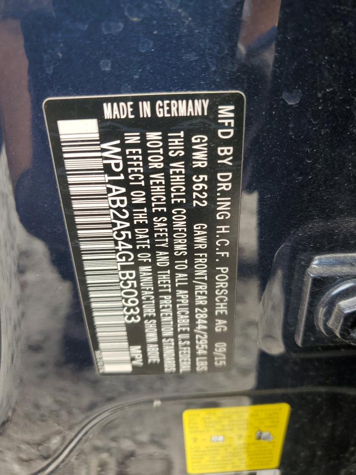 2016 Porsche Macan S VIN: WP1AB2A54GLB50933 Lot: 81188595