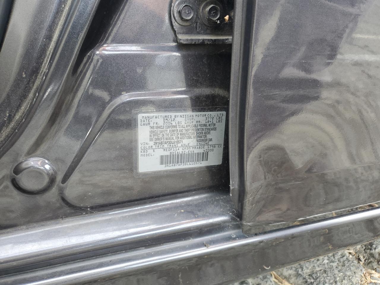 2013 Nissan Sentra S VIN: 3N1AB7AP3DL610571 Lot: 72061345