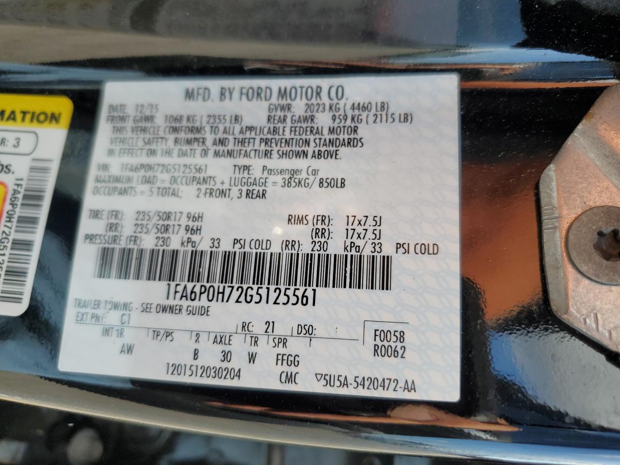 2016 Ford Fusion Se VIN: 1FA6P0H72G5125561 Lot: 84250675