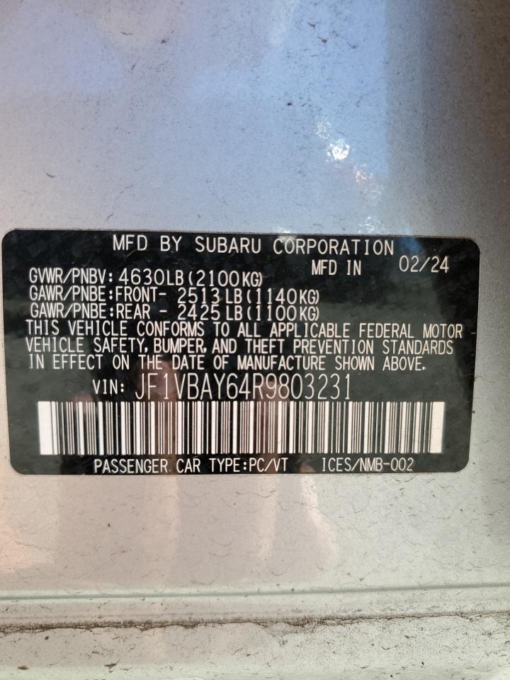 2024 Subaru Wrx Tr VIN: JF1VBAY64R9803231 Lot: 80581755